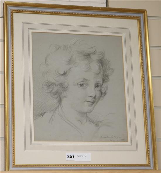 Margaret Carpenter, pencil and chalk, Portrait of a youth Master Selwyn, signed, 34 x 29cm